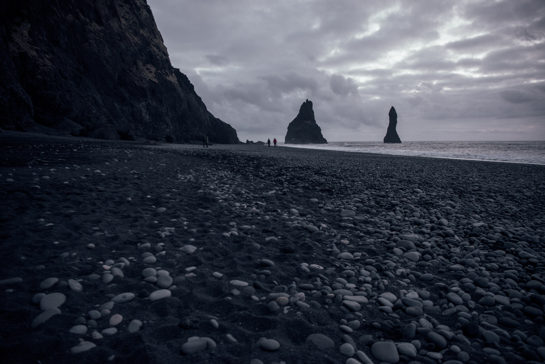 Iceland – Black Sand Beach near Vik. Trip to Iceland with Katie and Holly 1/1-1/7.