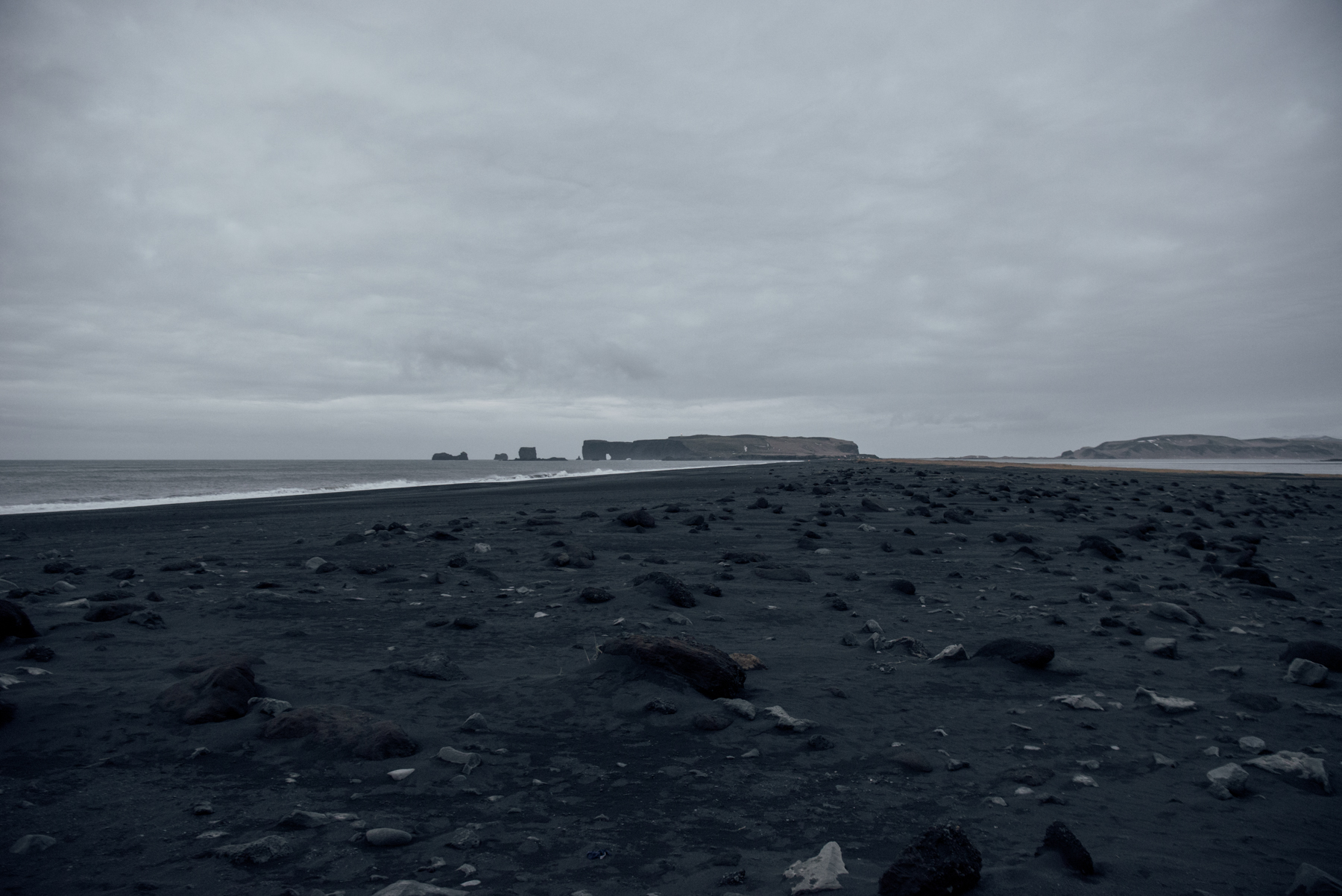 Iceland – Black Sand Beach near Vik. Trip to Iceland with Katie and Holly 1/1-1/7.